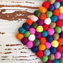 Rainbow Square Felted Ball Trivet